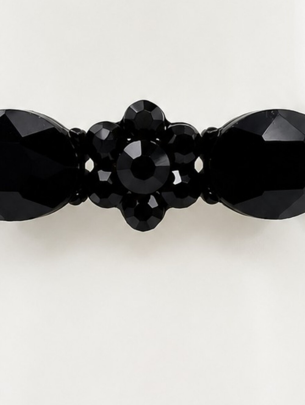 💎 Black Faceted Crystal Stretch Bracelet Jet Bead Floral Statement Bracelet - Picture 5 of 5